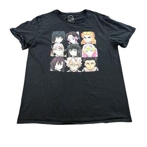 Demon Slayer Kimetsu no Yaiba Graphic T-Shirt‎ Mens L Black Anime Character Tee